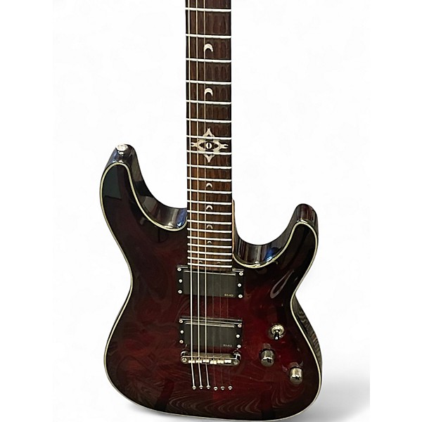 Used Schecter Guitar Research Hellraiser Deluxe Maroon Solid Body Electric Guitar