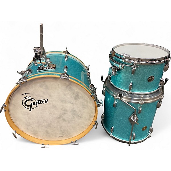 Used Gretsch Drums 3 Piece ROUND BADGE AQUA TURQ Drum Kit