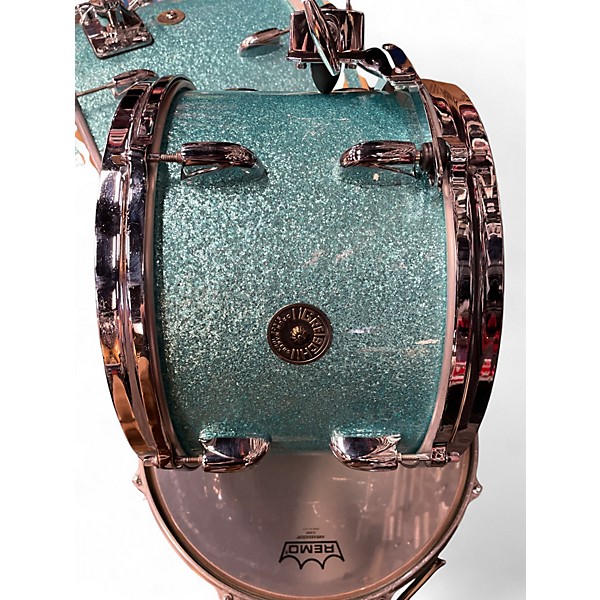 Used Gretsch Drums 3 Piece ROUND BADGE AQUA TURQ Drum Kit