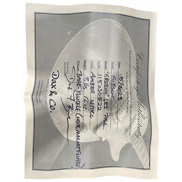 Used 2013 Gibson DAX & CO "GREENY" AMBER NITRO Solid Body Electric Guitar