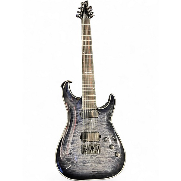 Used Schecter Guitar Research Hellraiser C7 7 String Trans Black Solid Body Electric Guitar