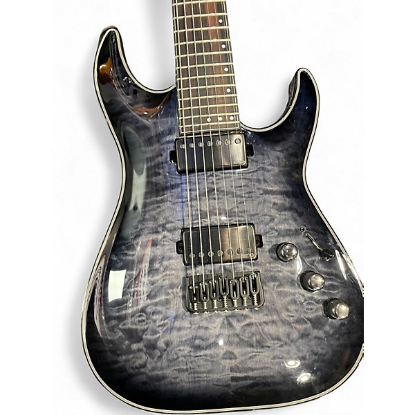 Used Schecter Guitar Research Hellraiser C7 7 String Trans Black Solid Body Electric Guitar
