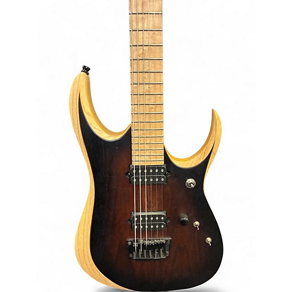 Used Ibanez RGDIX6MRW Iron Label Charcoal Brown Burst Flat Solid Body Electric Guitar