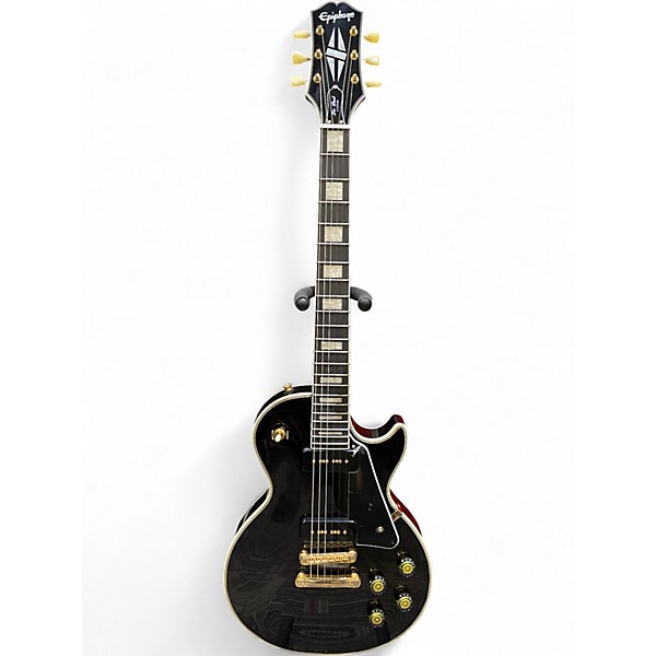 Used 2024 Epiphone Les Paul Custom P90 Black Solid Body Electric Guitar