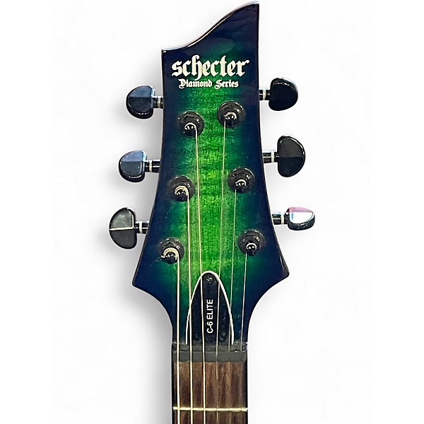 Used Schecter Guitar Research C-6 ELITE GREEN BURST Solid Body Electric Guitar