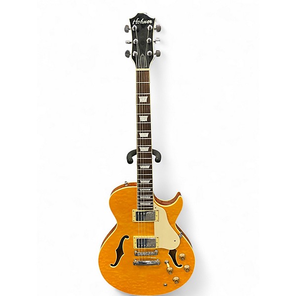 Used Hohner HJ3 QUILT AMBER Hollow Body Electric Guitar