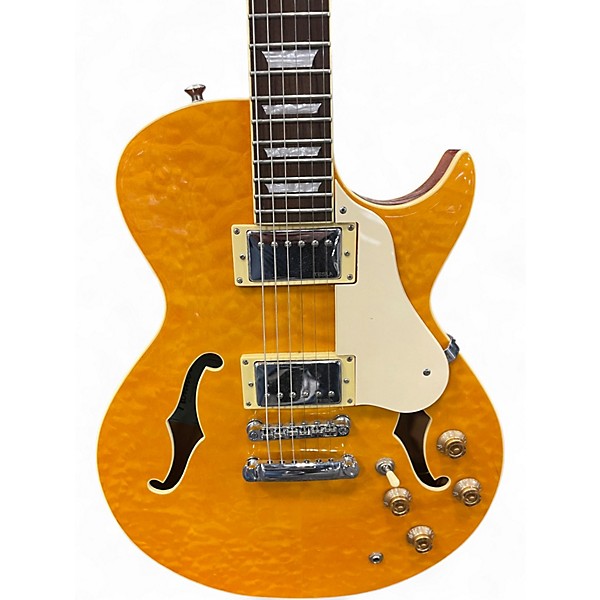 Used Hohner HJ3 QUILT AMBER Hollow Body Electric Guitar