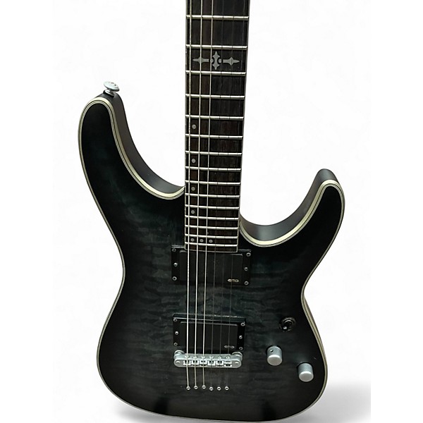 Used Schecter Guitar Research C1 Platinum Trans Black Solid Body Electric Guitar