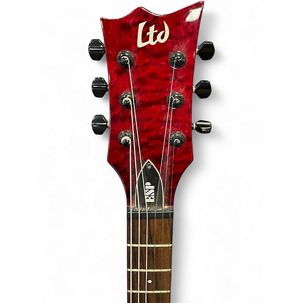 Used ESP LTD EC100QM Red Solid Body Electric Guitar