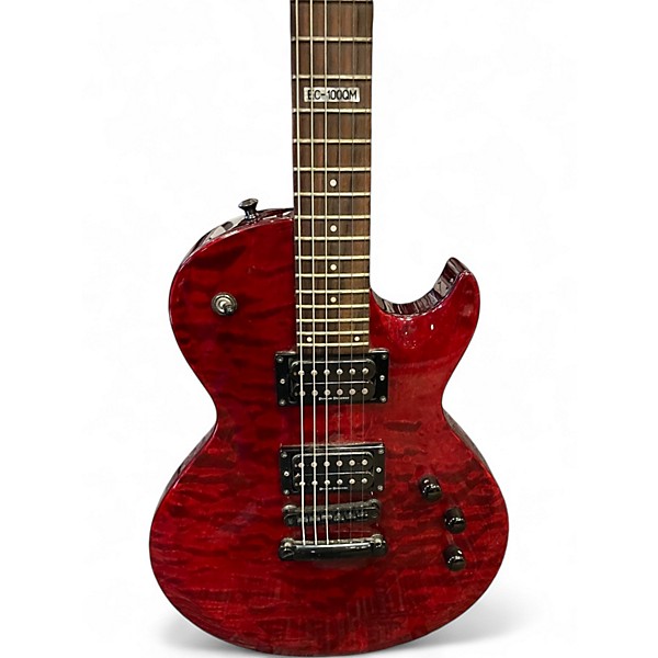 Used ESP LTD EC100QM Red Solid Body Electric Guitar