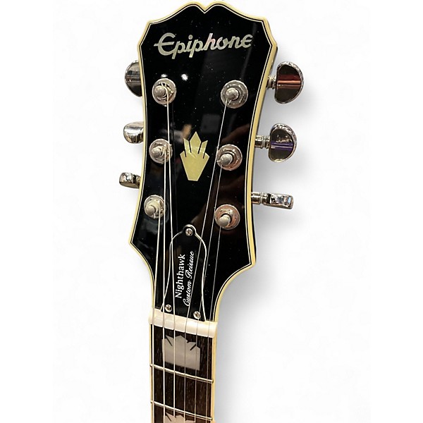 Used 2016 Epiphone Nighthawk Custom Reissue TRANS BLACK Solid Body Electric Guitar