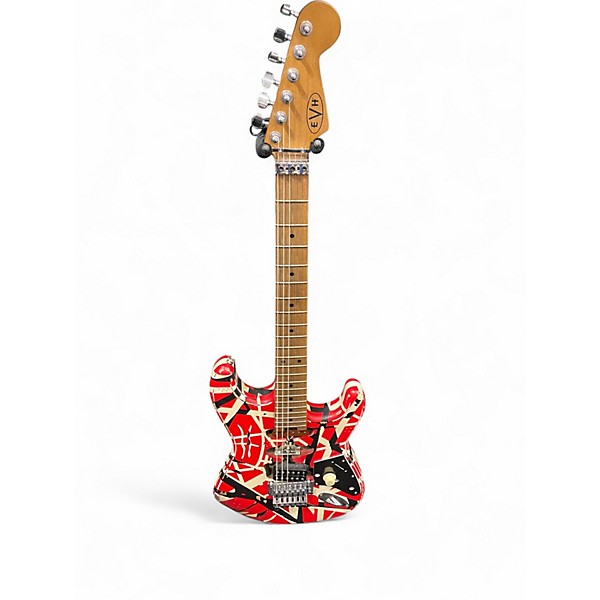 Used EVH Striped Series Frankie Red White Black Solid Body Electric Guitar