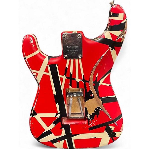 Used EVH Striped Series Frankie Red White Black Solid Body Electric Guitar