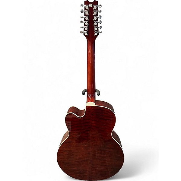 Used Dean JC-QM-12-TGE Transparent Red 12 String Acoustic Electric Guitar