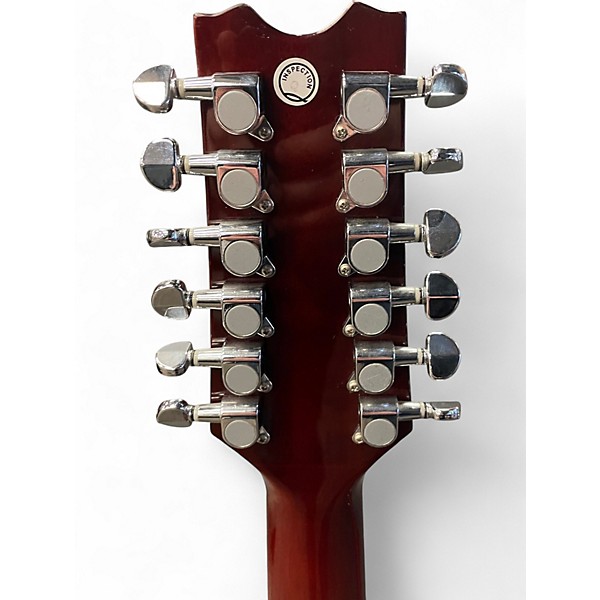 Used Dean JC-QM-12-TGE Transparent Red 12 String Acoustic Electric Guitar