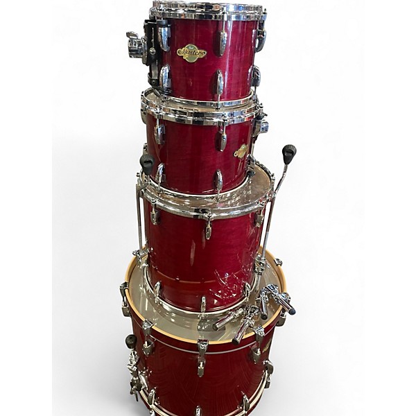 Used Pearl 4 Piece Masterworks Trans Red Drum Kit
