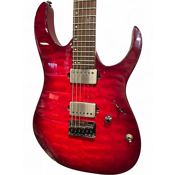 Used Ibanez RG6005FEQM Crimson Red Trans Solid Body Electric Guitar