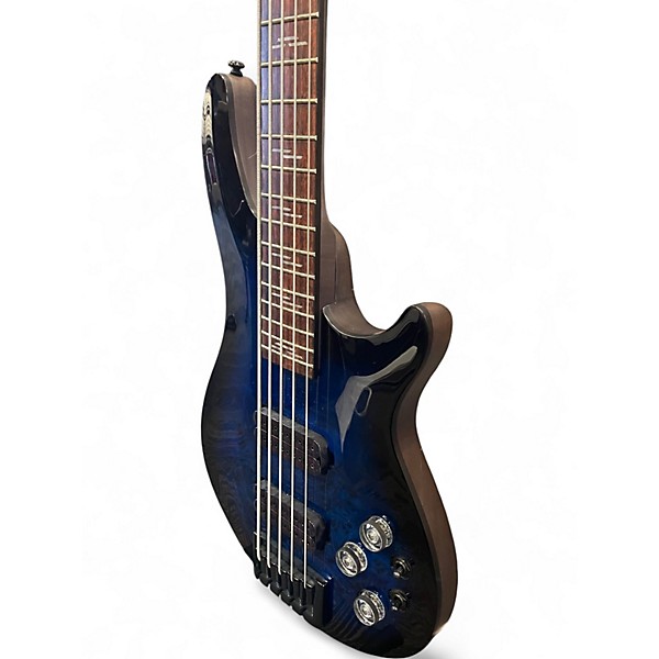 Used Schecter Guitar Research Omen 5 String Blue Burst Electric Bass Guitar