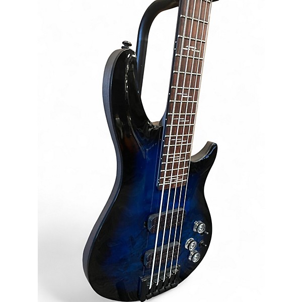 Used Schecter Guitar Research Omen 5 String Blue Burst Electric Bass Guitar