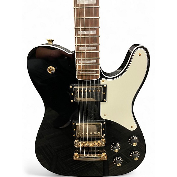 Used Squier PARANORMAL TROUBLEMAKER TELECASTER DELUXE Black and Gold Solid Body Electric Guitar