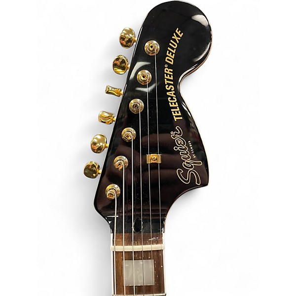 Used Squier PARANORMAL TROUBLEMAKER TELECASTER DELUXE Black and Gold Solid Body Electric Guitar