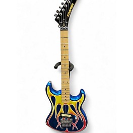 Used Kramer Baretta Hot Rod BLue Sparkle and Rad Flame Decal Solid Body Electric Guitar