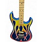 Used Kramer Baretta Hot Rod BLue Sparkle and Rad Flame Decal Solid Body Electric Guitar