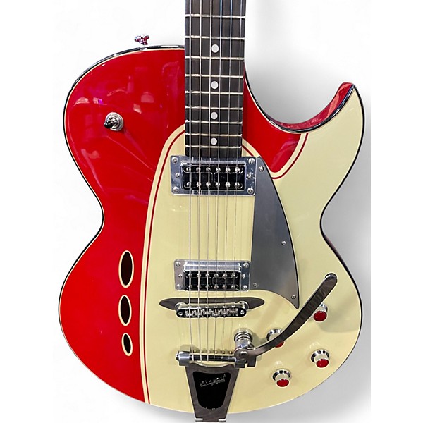 Used Eastwood Backlund Rockerbox II DLX Red and White Hollow Body Electric Guitar
