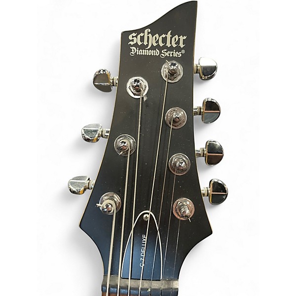 Used Schecter Guitar Research C-7 DELUXE Black Solid Body Electric Guitar