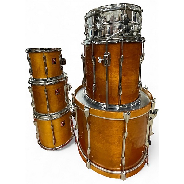 Vintage 1970s Premier 6 Piece Resonator Wood Grain Lacquer Drum Kit