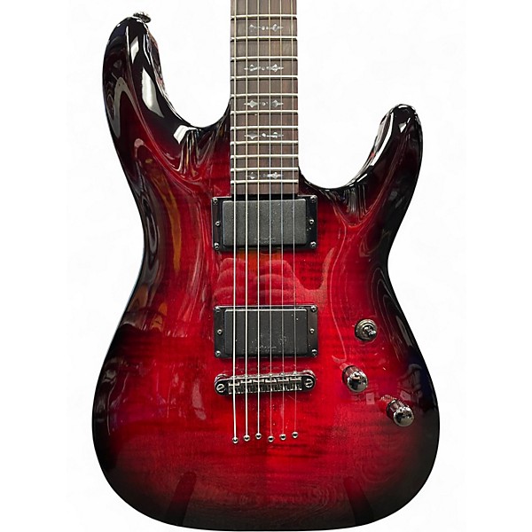 Used Schecter Guitar Research Demon 6 Crimson Red Burst Solid Body Electric Guitar