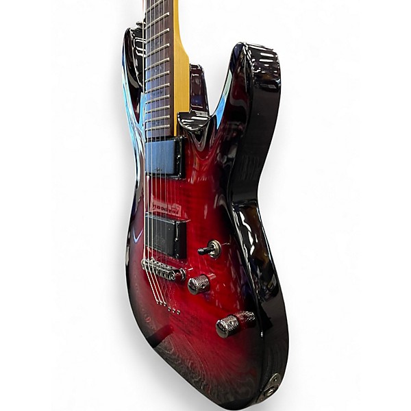 Used Schecter Guitar Research Demon 6 Crimson Red Burst Solid Body Electric Guitar