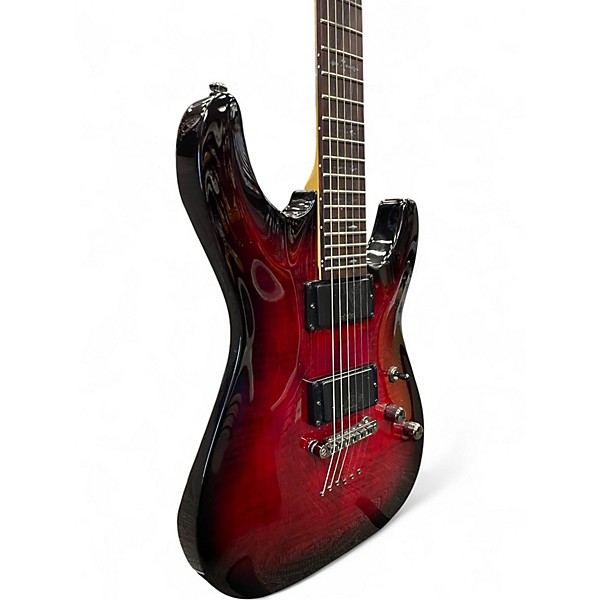 Used Schecter Guitar Research Demon 6 Crimson Red Burst Solid Body Electric Guitar