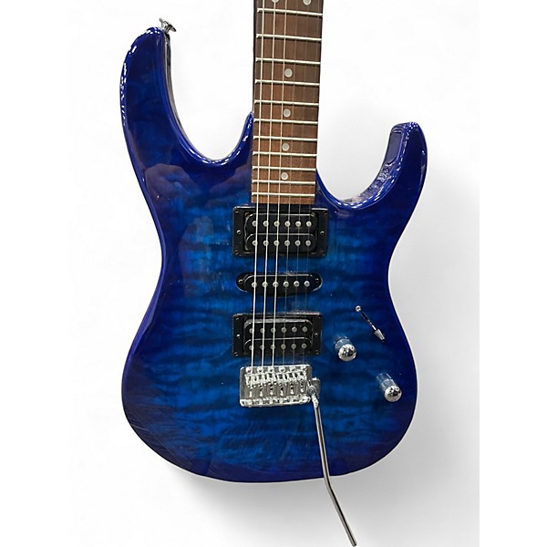 Used Ibanez GRG20Z Gio Blue Ghost Flames Solid Body Electric Guitar