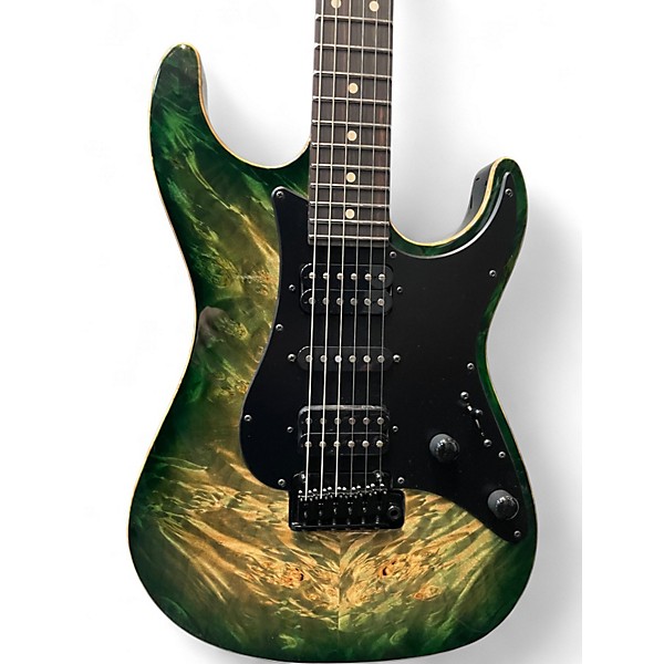 Used Suhr custom standard waterfall maple burl faded trans green burst Solid Body Electric Guitar
