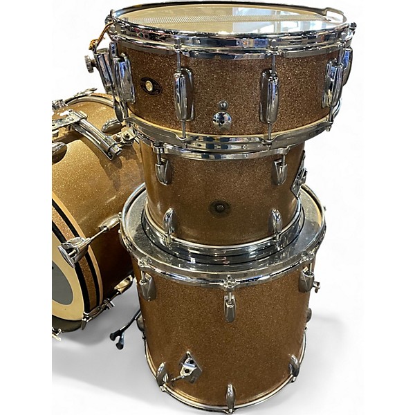 Vintage 1960s Gretsch Drums 4 Piece Rock n' Roll Kit Champagne Sparkle Drum Kit