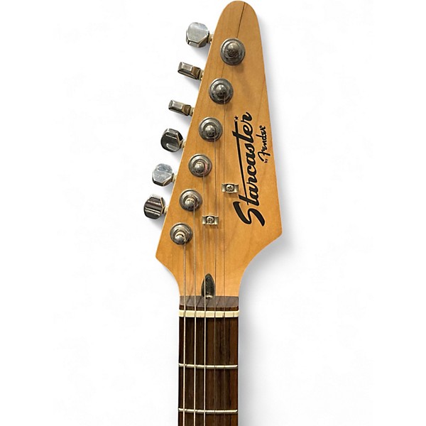 Used Starcaster by Fender Stratocaster Black and White Solid Body Electric Guitar