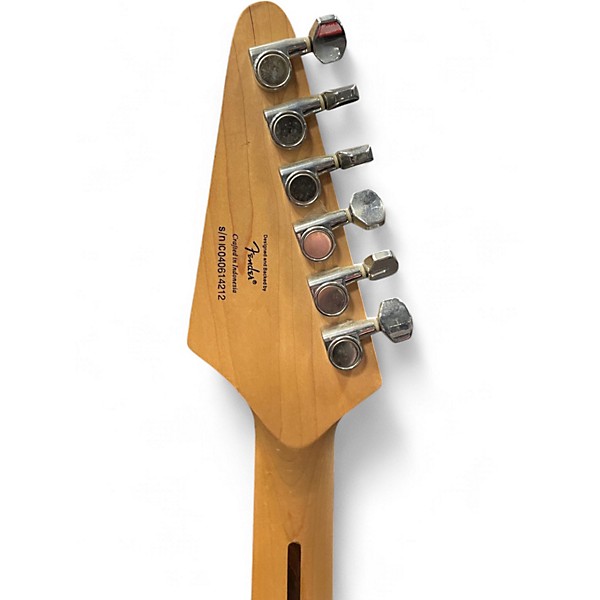 Used Starcaster by Fender Stratocaster Black and White Solid Body Electric Guitar