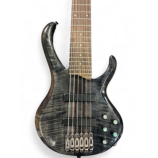 Used Ibanez BTB576FM Transparent Gray Electric Bass Guitar