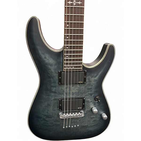 Used Schecter Guitar Research C1 Platinum Trans Black Solid Body Electric Guitar