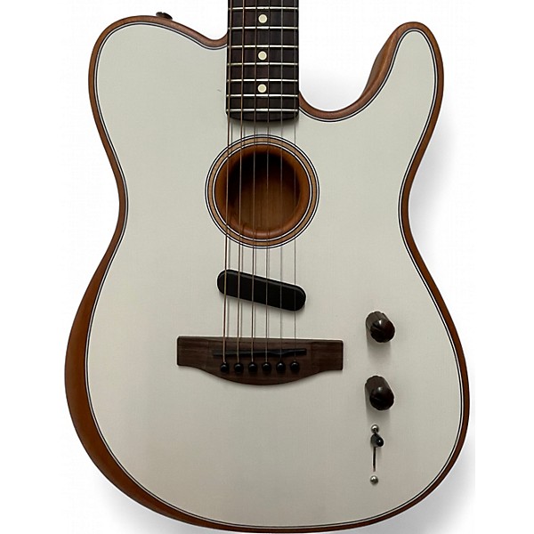 Used Fender Acoustasonic Player Telecaster white Acoustic Electric Guitar