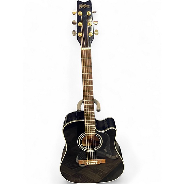 Used Washburn D100CEB Black Acoustic Electric Guitar