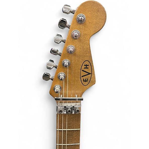 Used EVH Striped Series Frankie Red with Black and White Stripes Solid Body Electric Guitar