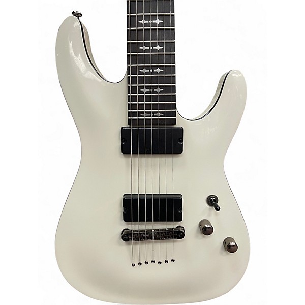 Used Schecter Guitar Research Demon 7 String Vintage White Solid Body Electric Guitar