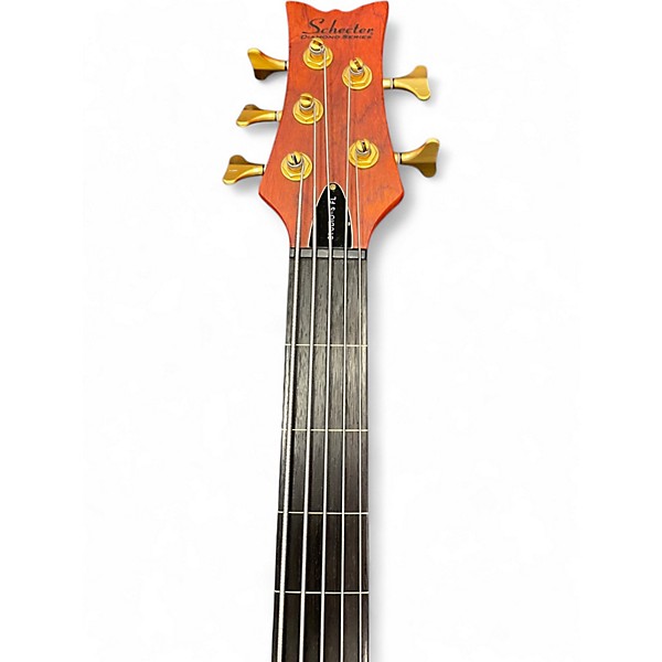 Used Schecter Guitar Research Stiletto Studio 5 String Fretless Honey Electric Bass Guitar