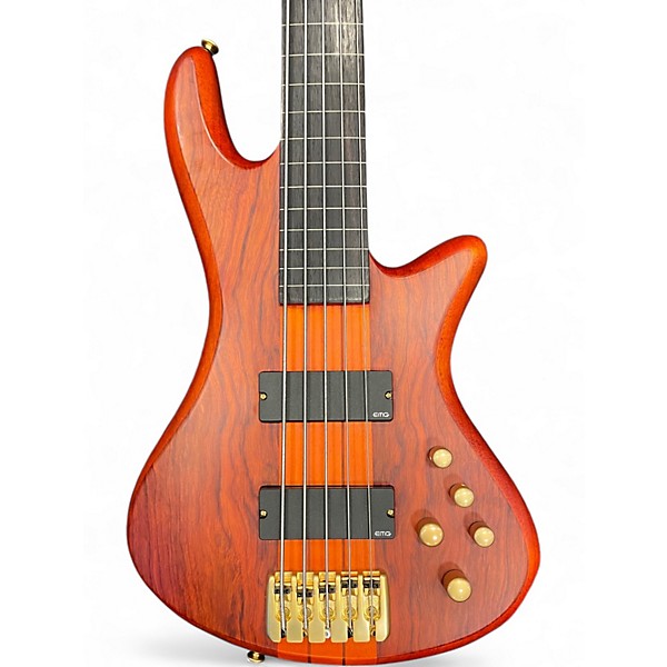 Used Schecter Guitar Research Stiletto Studio 5 String Fretless Honey Electric Bass Guitar