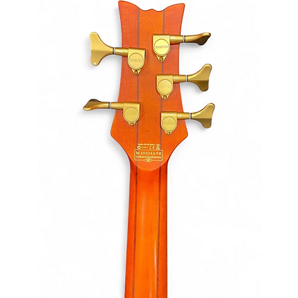 Used Schecter Guitar Research Stiletto Studio 5 String Fretless Honey Electric Bass Guitar