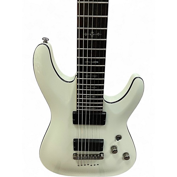 Used Schecter Guitar Research Demon 7 String White Solid Body Electric Guitar