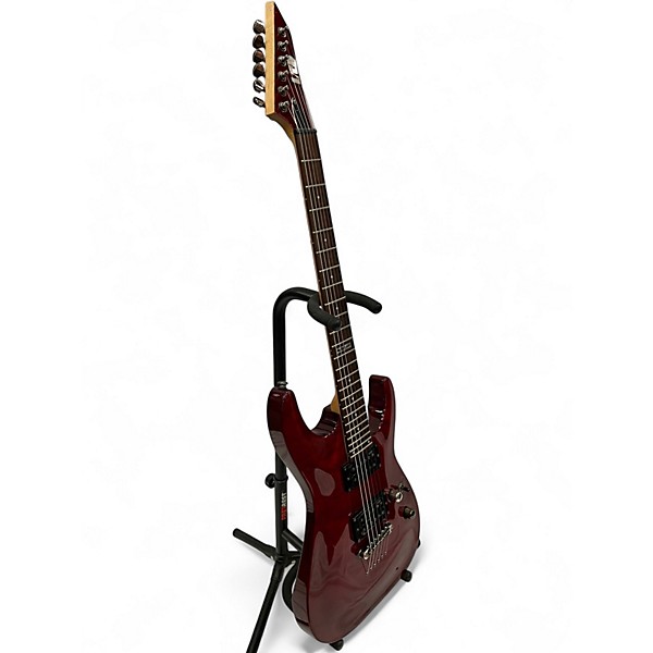 Used 2012 ESP LTD MH100QMNT See-Thru Black Cherry Solid Body Electric Guitar