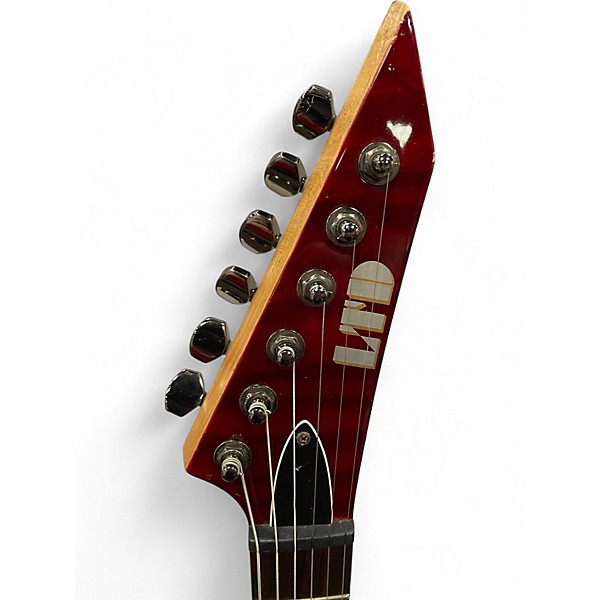 Used 2012 ESP LTD MH100QMNT See-Thru Black Cherry Solid Body Electric Guitar